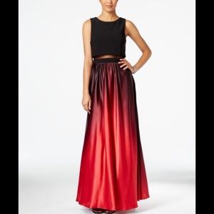 Betsy & Adam Red Ombre Illusion Popover Gown dress
